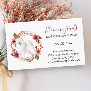 Elegant Floral Waterverf Dog Grooming Service Visitekaartje
