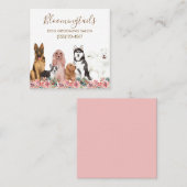 Elegant Floral Waterverf Dogs Grooming Service Vierkante Visitekaartje (Voorkant / Achterkant)