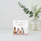 Elegant Floral Waterverf Dogs Grooming Service Vierkante Visitekaartje (Staand voorkant)