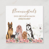 Elegant Floral Waterverf Dogs Grooming Service Vierkante Visitekaartje (Voorkant)