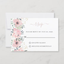 Elegant Floral Waterverf Dusty Blush Pink Wedding