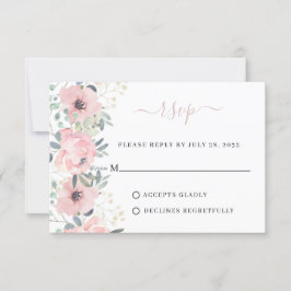 Elegant Floral Waterverf Dusty Blush Pink Wedding RSVP Kaartje
