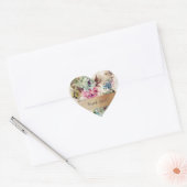Elegant Floral Waterverf Gold Hartelijk dank Hart Sticker (Envelop)