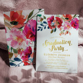 Elegant Floral Waterverf Graduation Party Kaart