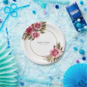 Elegant Floral Waterverf Greenery Fancy Wedding Papieren Bordje (Feest)