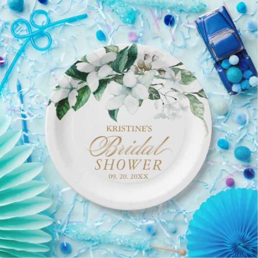 Elegant Floral Waterverf Greenery Vrijgezellenfees Papieren Bordje (Feest)