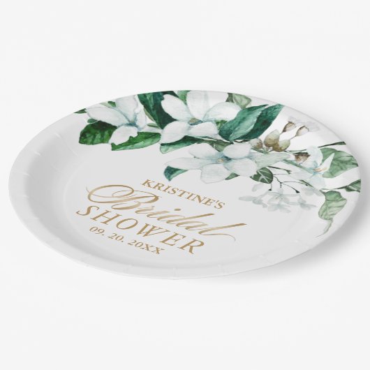 Elegant Floral Waterverf Greenery Vrijgezellenfees Papieren Bordje (Gekanteld)