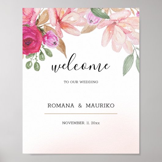 Elegant Floral Waterverf handgeschilderd Poster (Voorkant)