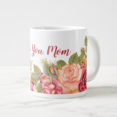 Elegant Floral Waterverf "Ik hou van je moeder" Grote Koffiekop (Voorkant rechts)