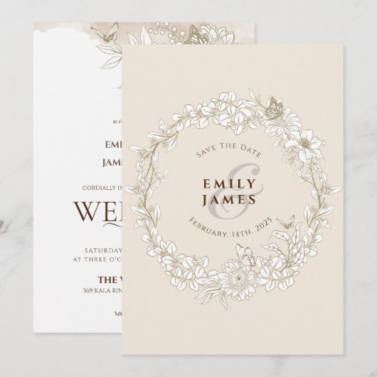 Elegant Floral Waterverf Kaart (Voorkant / Achterkant)