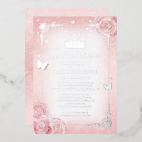 Elegant Floral Waterverf Licht roze Quinceanera