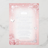 Elegant Floral Waterverf Licht roze Quinceanera Folie Uitnodiging (Voorkant)
