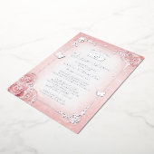 Elegant Floral Waterverf Licht roze Quinceanera Folie Uitnodiging (Gedraaid)