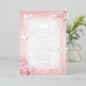 Elegant Floral Waterverf Licht roze Quinceanera Folie Uitnodiging (Staand Voorkant)
