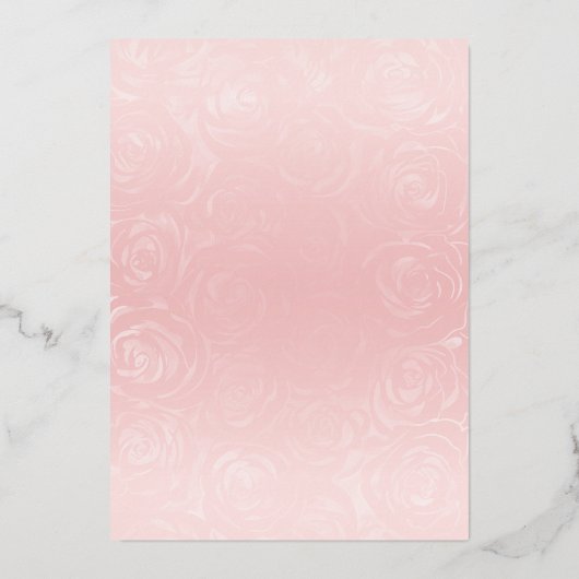 Elegant Floral Waterverf Licht roze Quinceanera Folie Uitnodiging (Achterkant)