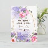 Elegant Floral Waterverf omwoeld huwelijk Kaart (Staand voorkant)