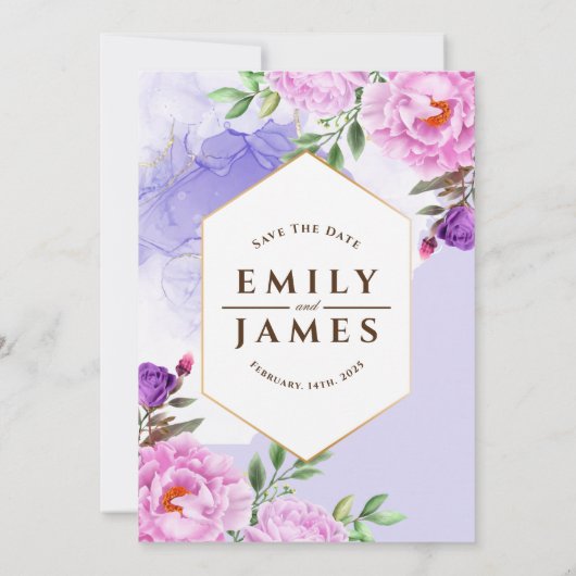 Elegant Floral Waterverf omwoeld huwelijk Kaart (Achterkant)