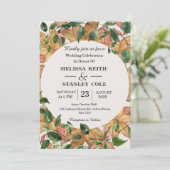 Elegant Floral Waterverf Oranje Greenery Wedding Kaart (Staand voorkant)