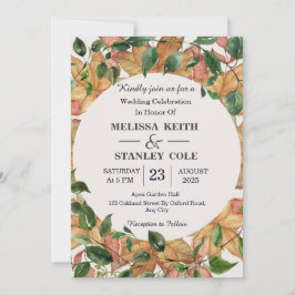 Elegant Floral Waterverf Oranje Greenery Wedding Kaart