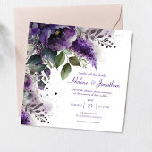 Elegant Floral Waterverf Paars Boho Wedding Kaart