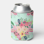 Elegant Floral Waterverf Paint Mint Girly Design Blikjeskoeler (Blikje Voorkant)