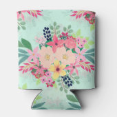 Elegant Floral Waterverf Paint Mint Girly Design Blikjeskoeler (Achterkant)