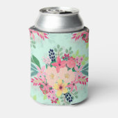 Elegant Floral Waterverf Paint Mint Girly Design Blikjeskoeler (Blikje Achterkant)