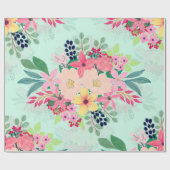 Elegant Floral Waterverf Paint Mint Girly Design Cadeaupapier (Vlak)