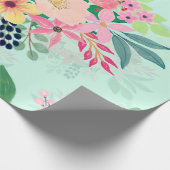 Elegant Floral Waterverf Paint Mint Girly Design Cadeaupapier (Hoek)