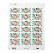 Elegant Floral Waterverf Paint Mint Girly Design Etiket (Full Sheet)