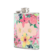 Elegant Floral Waterverf Paint Mint Girly Design Heupfles (Links)