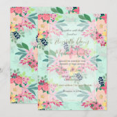 Elegant Floral Waterverf Paint Mint Girly Design Kaart (Voorkant / Achterkant)