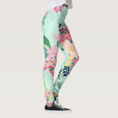 Elegant Floral Waterverf Paint Mint Girly Design Leggings (Rechts)