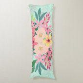 Elegant Floral Waterverf Paint Mint Girly Design Lichaamskussen (Voorkant Verticaal)