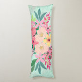 Elegant Floral Waterverf Paint Mint Girly Design Lichaamskussen (Achterkant (Verticaal))
