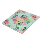 Elegant Floral Waterverf Paint Mint Girly Design Tegeltje (Zijkant)