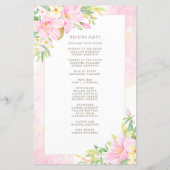Elegant Floral Waterverf Pink Wedding Programme (Achterkant)