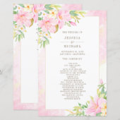 Elegant Floral Waterverf Pink Wedding Programme (Voorkant / Achterkant)