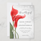 Elegant Floral Waterverf Red Calla Lily Wedding Kaart (Voorkant)
