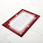 Elegant Floral Waterverf Red Rose Quinceanera Folie Uitnodiging (Gedraaid)