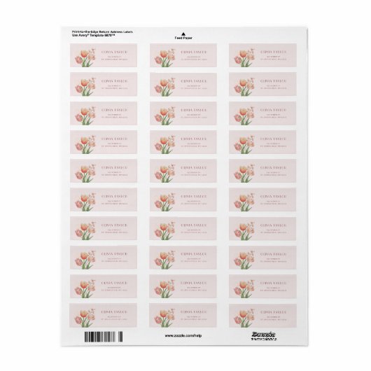 Elegant Floral Waterverf Return Address Label (Full Sheet)