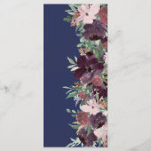 Elegant Floral Waterverf Roos Gold Navy Wedding Menu (Achterkant)
