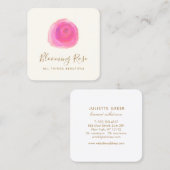 Elegant Floral Waterverf Roos Square Bus Vierkante Visitekaartje (Voorkant / Achterkant)