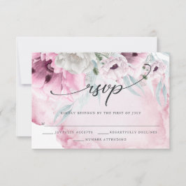 Elegant Floral Waterverf roze papaver RSVP-kaart RSVP Kaartje