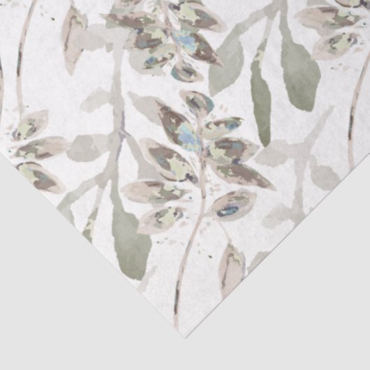 Elegant Floral Waterverf Sage Gray Tissuepapier (Detail)