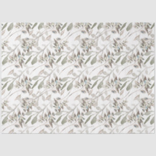 Elegant Floral Waterverf Sage Gray Tissuepapier
