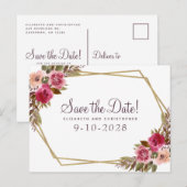 Elegant Floral Waterverf Save the Date Wedding Aankondigingskaart (Voorkant / Achterkant)