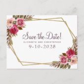 Elegant Floral Waterverf Save the Date Wedding Aankondigingskaart (Voorkant)