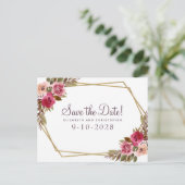 Elegant Floral Waterverf Save the Date Wedding Aankondigingskaart (Staand voorkant)