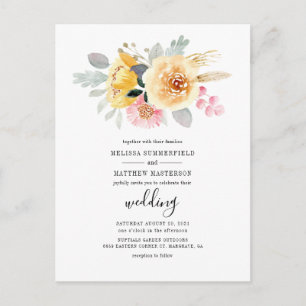 Elegant Floral Waterverf Script Botanical Wedding Uitnodiging Briefkaart